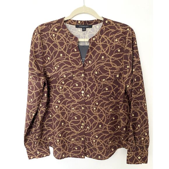NWT Marc New York Cinnamon Gold Long Sleeve Boardroom Chic Top Blouse Sz M - Picture 1 of 11